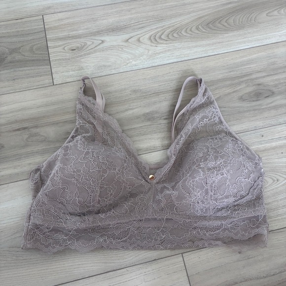 Pearl by Venus Other - Pearl by Venus Mauve Floral Lace Bralette XXL Wireless Padded Longline Bra